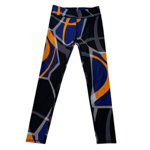 Fabletics Leggings Womens M Blue Orange Geometric Athletic Yoga Workout Pants